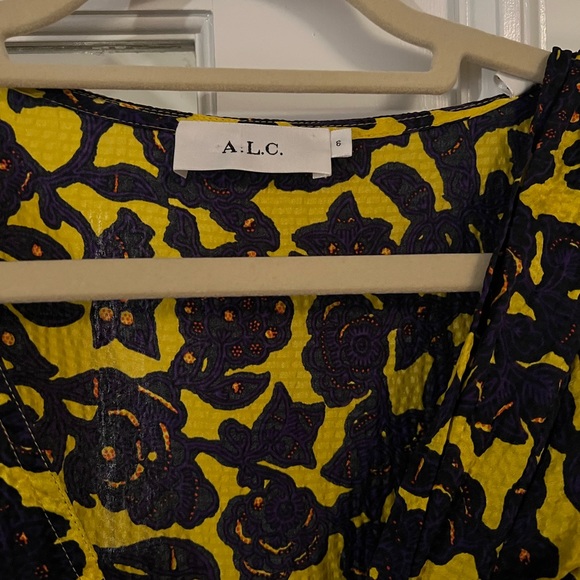 A.L.C. x Revolve Valencia Floral Yellow Purple Cutout Ruffle Sleeve Midi Dress - Picture 6 of 6